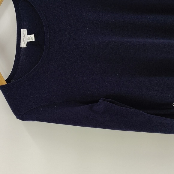 Calvin Klein Pullover Sweater Medium With Striped Faux Shirt Long Sleeve - Picture 2 of 8